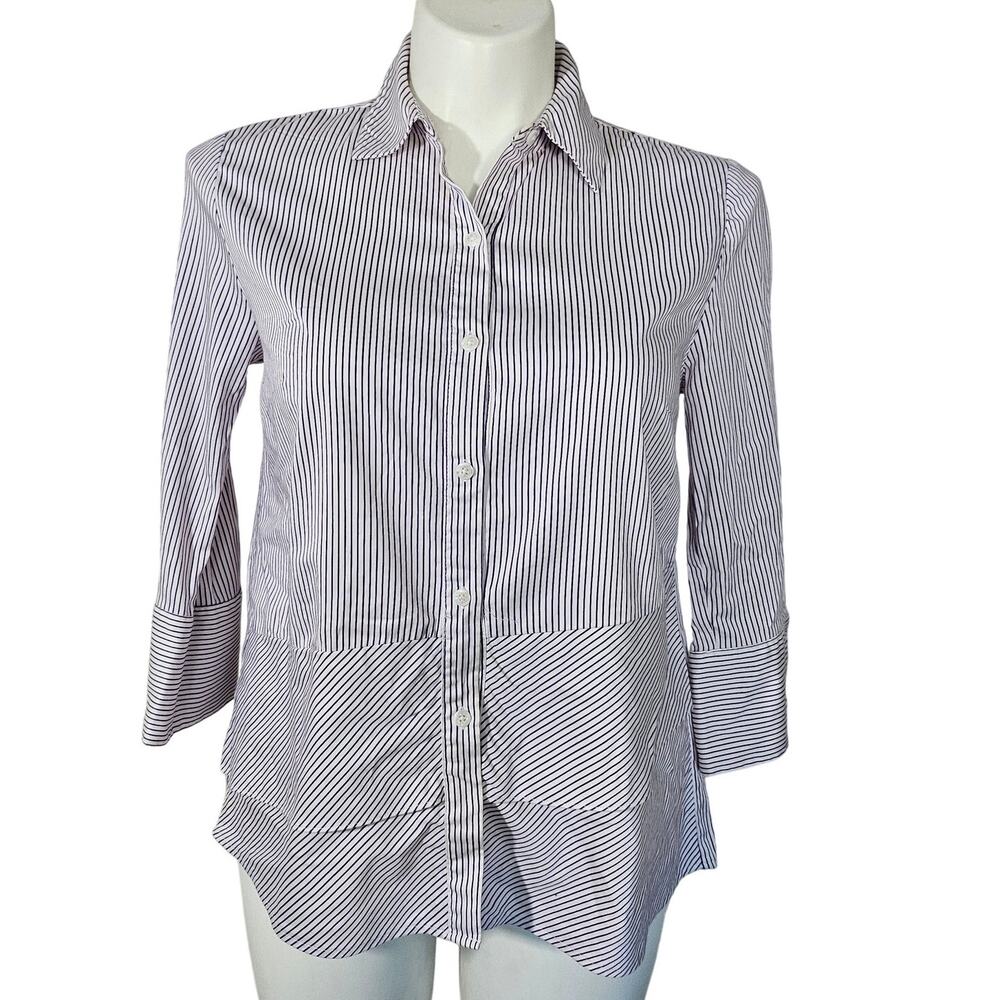 Vision 155 blouse button down striped  sz 10